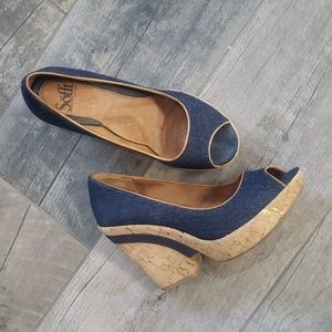 EUC Sofft Denim Platform Wedges